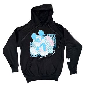 Neff x Disney Mickey Mouse Hoodie Mens Small Black Graphic Sweatshirt Palm Trees